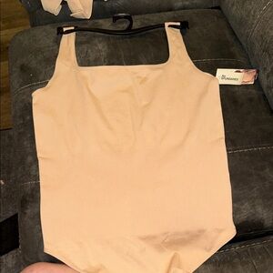 No Boundaries Beige Ribbed Bodysuit